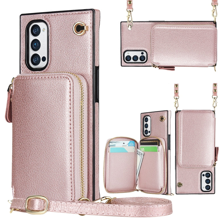 For OPPO Reno4 Pro Cross-body Zipper Big Wallet Bag Square TPU + PU Back Phone Case with Holder