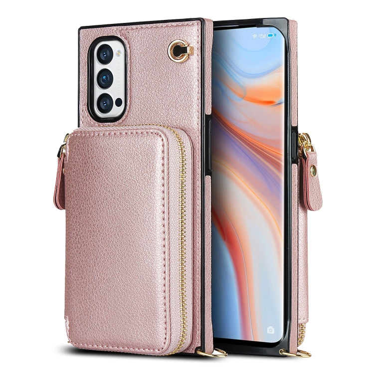 For OPPO Reno4 Pro Cross-body Zipper Big Wallet Bag Square TPU + PU Back Phone Case with Holder