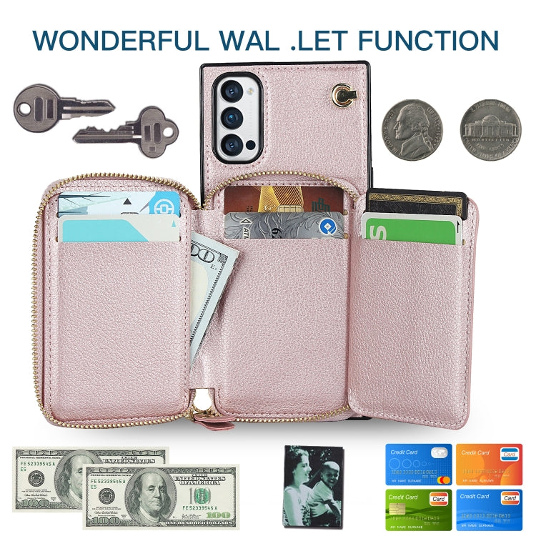 For OPPO Reno4 Pro Cross-body Zipper Big Wallet Bag Square TPU + PU Back Phone Case with Holder