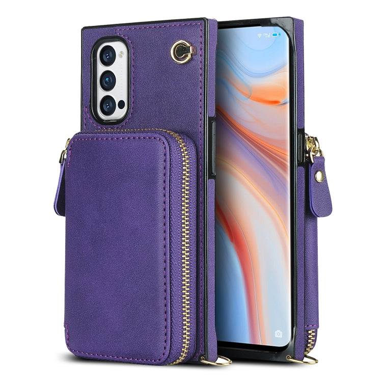 For OPPO Reno4 Pro Cross-body Zipper Big Wallet Bag Square TPU + PU Back Phone Case with Holder