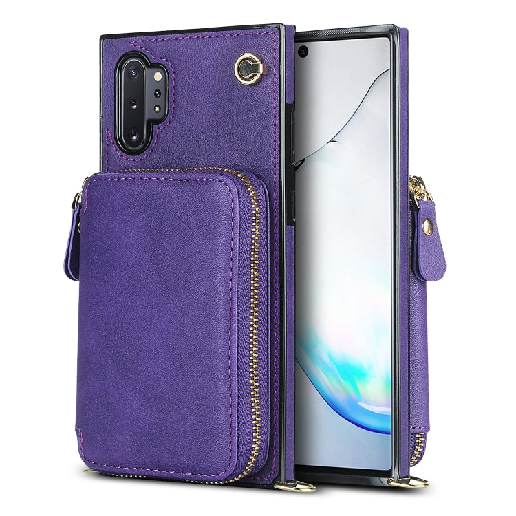 For Samsung Galaxy Note10+ Cross-body Zipper Big Wallet Bag Square Phone Case