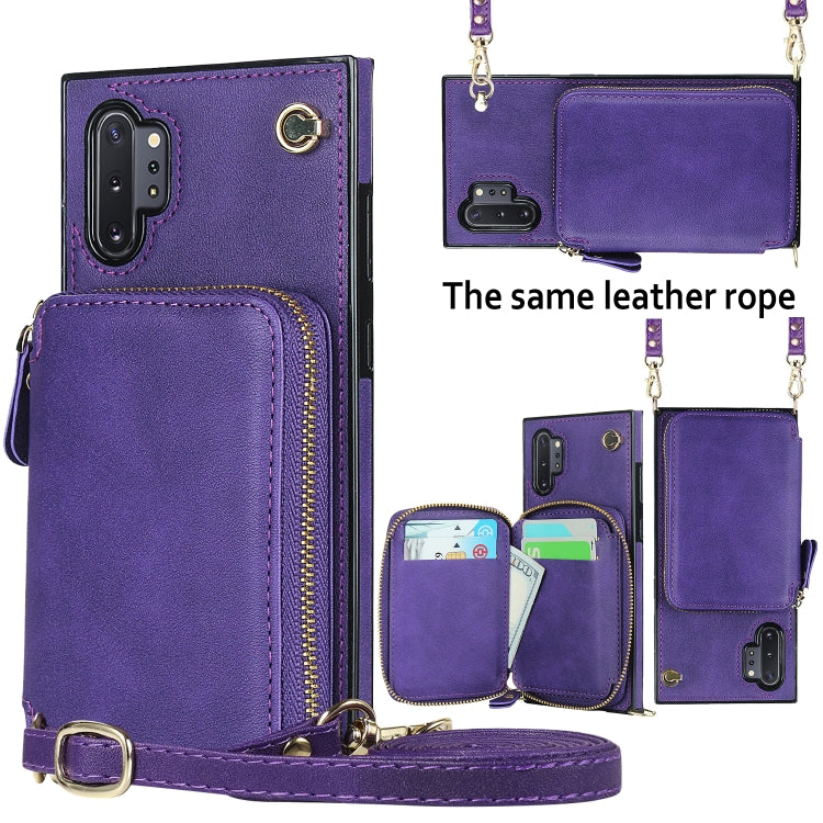 For Samsung Galaxy Note10+ Cross-body Zipper Big Wallet Bag Square Phone Case