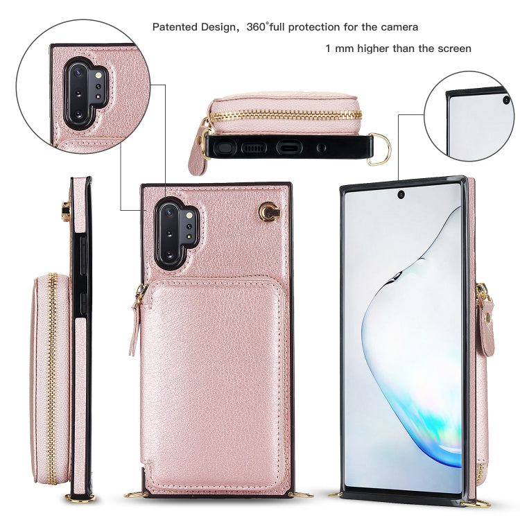 For Samsung Galaxy Note10+ Cross-body Zipper Big Wallet Bag Square Phone Case