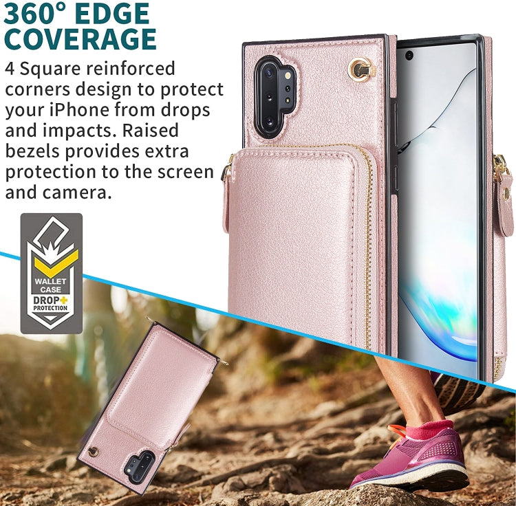 For Samsung Galaxy Note10+ Cross-body Zipper Big Wallet Bag Square Phone Case