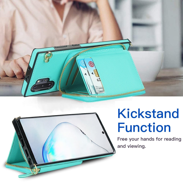 For Samsung Galaxy Note10+ Cross-body Zipper Big Wallet Bag Square Phone Case