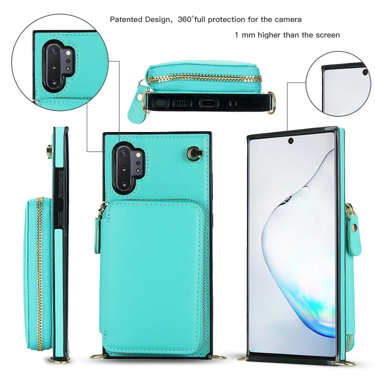 For Samsung Galaxy Note10+ Cross-body Zipper Big Wallet Bag Square Phone Case