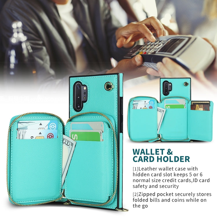 For Samsung Galaxy Note10+ Cross-body Zipper Big Wallet Bag Square Phone Case