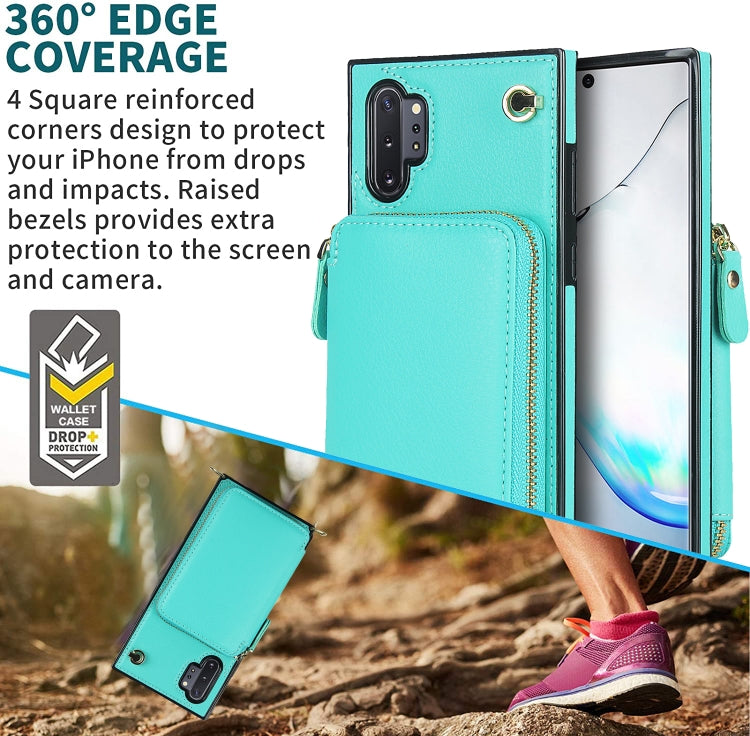 For Samsung Galaxy Note10+ Cross-body Zipper Big Wallet Bag Square Phone Case