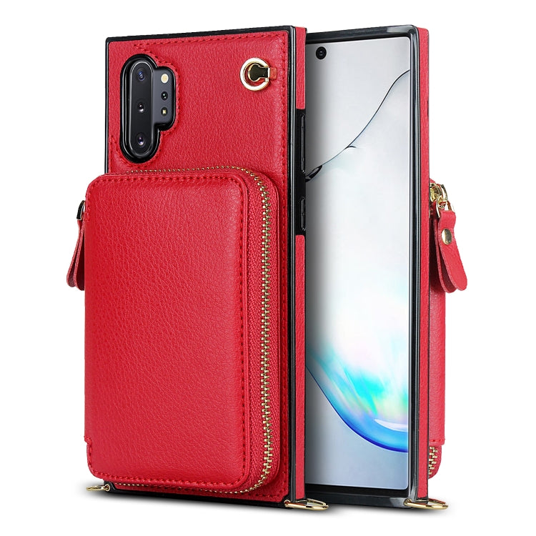 For Samsung Galaxy Note10+ Cross-body Zipper Big Wallet Bag Square Phone Case