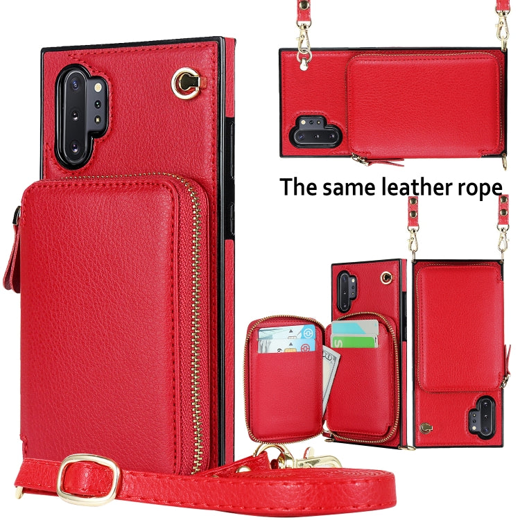 For Samsung Galaxy Note10+ Cross-body Zipper Big Wallet Bag Square Phone Case