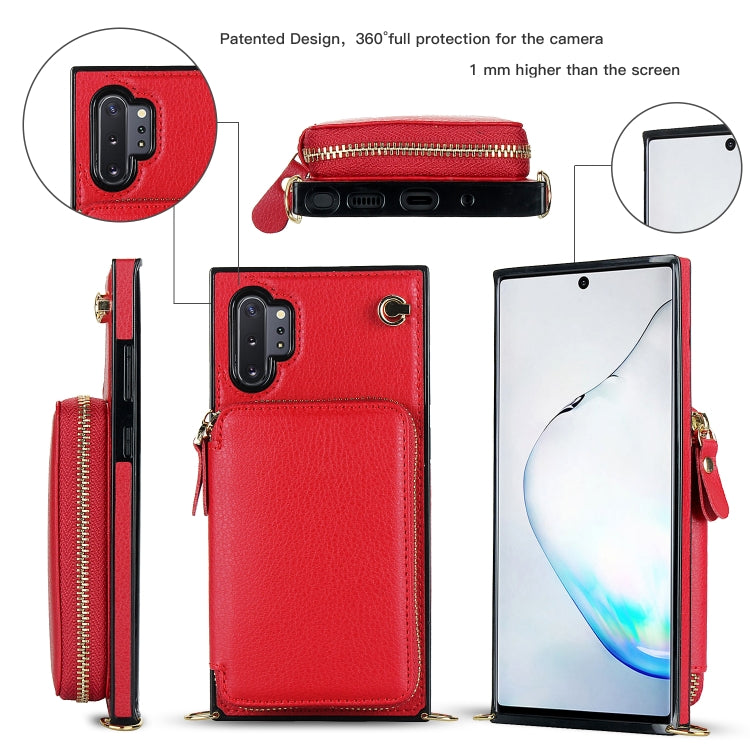 For Samsung Galaxy Note10+ Cross-body Zipper Big Wallet Bag Square Phone Case