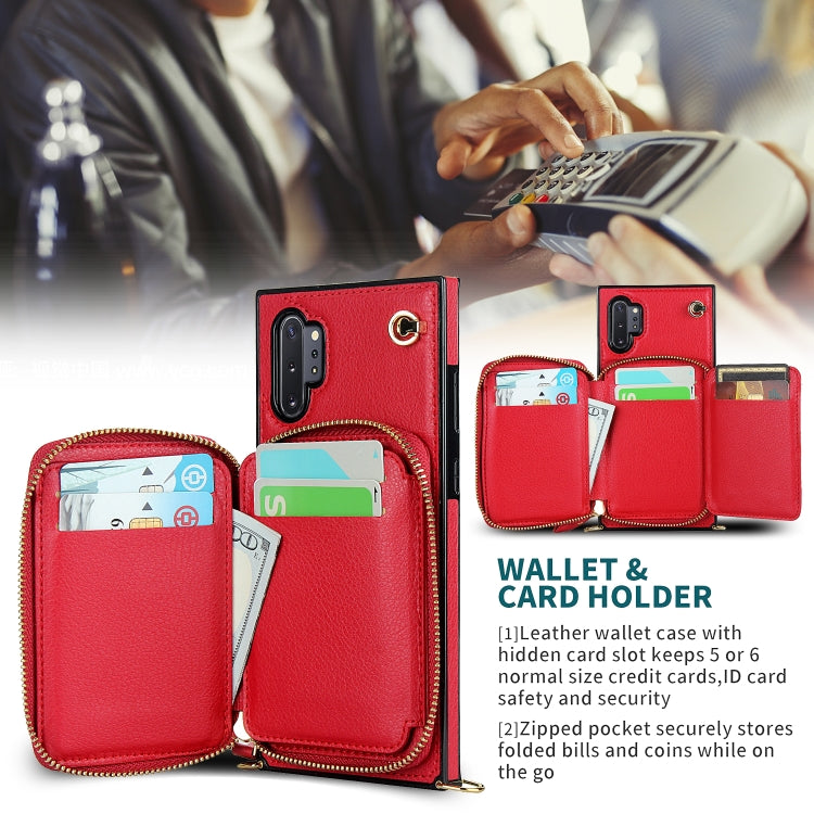 For Samsung Galaxy Note10+ Cross-body Zipper Big Wallet Bag Square Phone Case