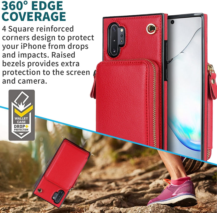 For Samsung Galaxy Note10+ Cross-body Zipper Big Wallet Bag Square Phone Case