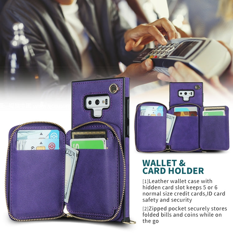 For Samsung Galaxy Note9 Cross-body Zipper Big Wallet Bag Square Phone Case