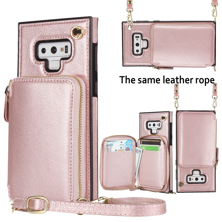 For Samsung Galaxy Note9 Cross-body Zipper Big Wallet Bag Square Phone Case