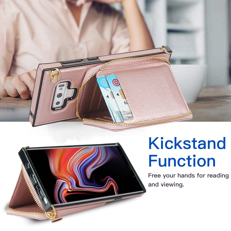 For Samsung Galaxy Note9 Cross-body Zipper Big Wallet Bag Square Phone Case