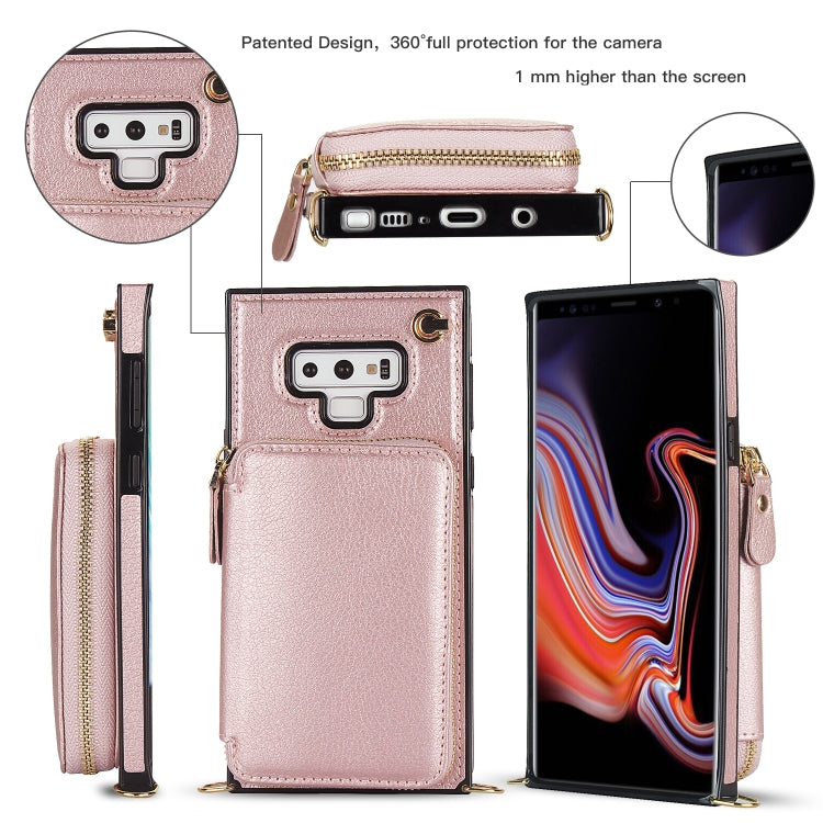 For Samsung Galaxy Note9 Cross-body Zipper Big Wallet Bag Square Phone Case