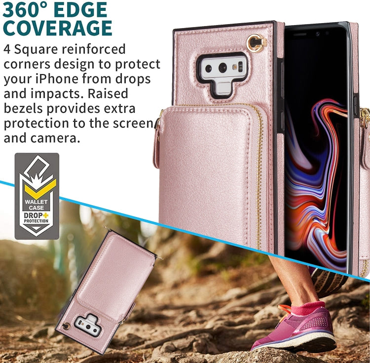 For Samsung Galaxy Note9 Cross-body Zipper Big Wallet Bag Square Phone Case