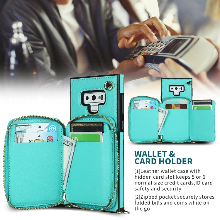 For Samsung Galaxy Note9 Cross-body Zipper Big Wallet Bag Square Phone Case