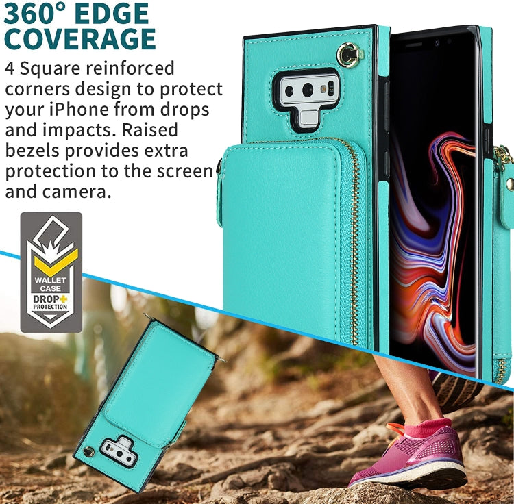 For Samsung Galaxy Note9 Cross-body Zipper Big Wallet Bag Square Phone Case