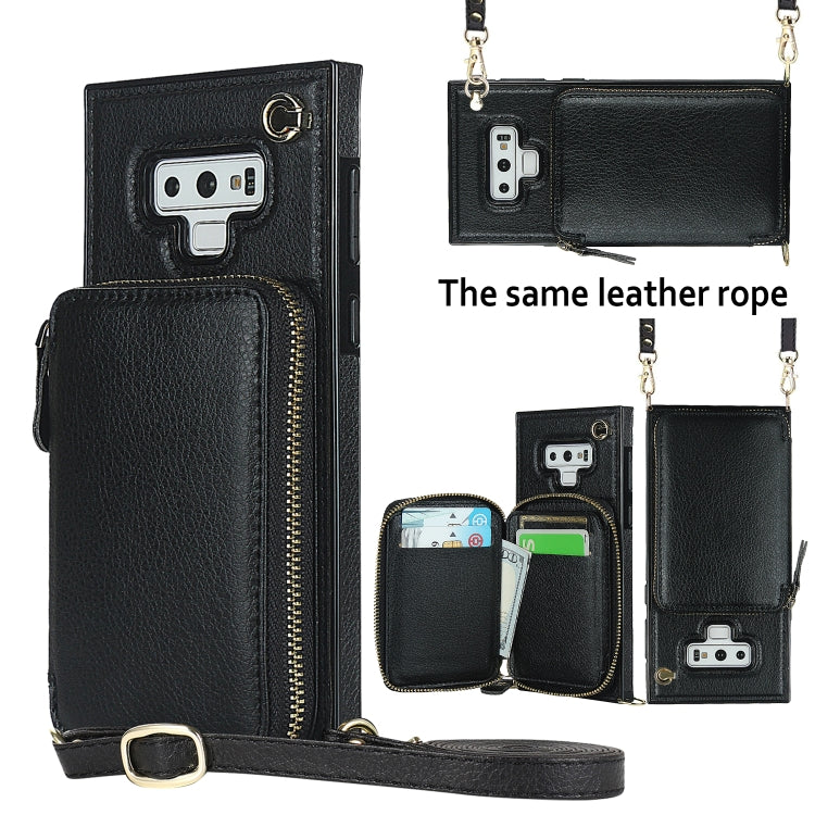 For Samsung Galaxy Note9 Cross-body Zipper Big Wallet Bag Square Phone Case