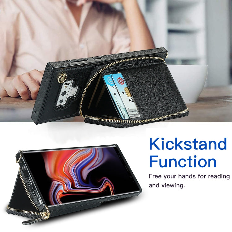 For Samsung Galaxy Note9 Cross-body Zipper Big Wallet Bag Square Phone Case