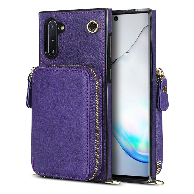 For Samsung Galaxy Note10 Cross-body Zipper Big Wallet Bag Square Phone Case