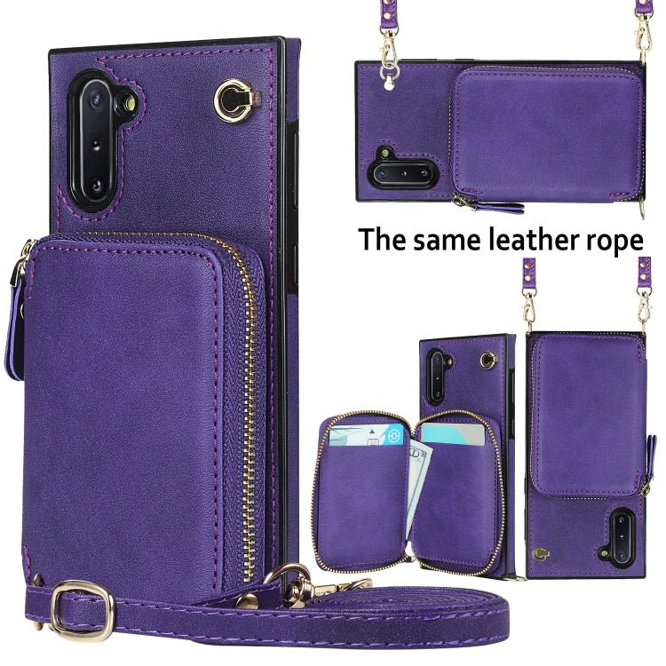 For Samsung Galaxy Note10 Cross-body Zipper Big Wallet Bag Square Phone Case