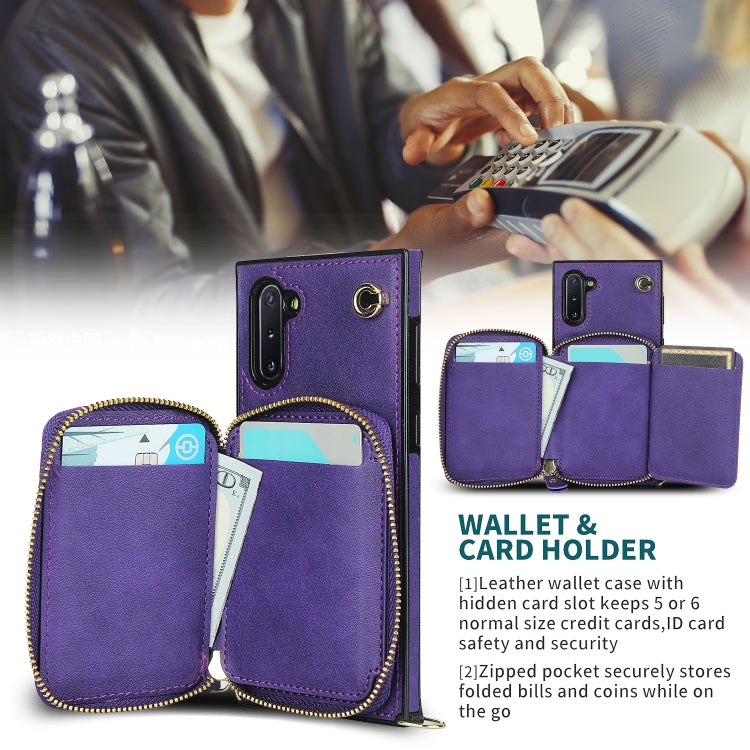 For Samsung Galaxy Note10 Cross-body Zipper Big Wallet Bag Square Phone Case