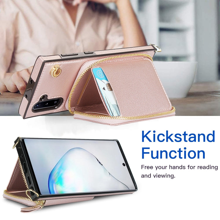 For Samsung Galaxy Note10 Cross-body Zipper Big Wallet Bag Square Phone Case