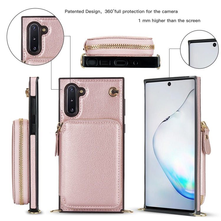 For Samsung Galaxy Note10 Cross-body Zipper Big Wallet Bag Square Phone Case