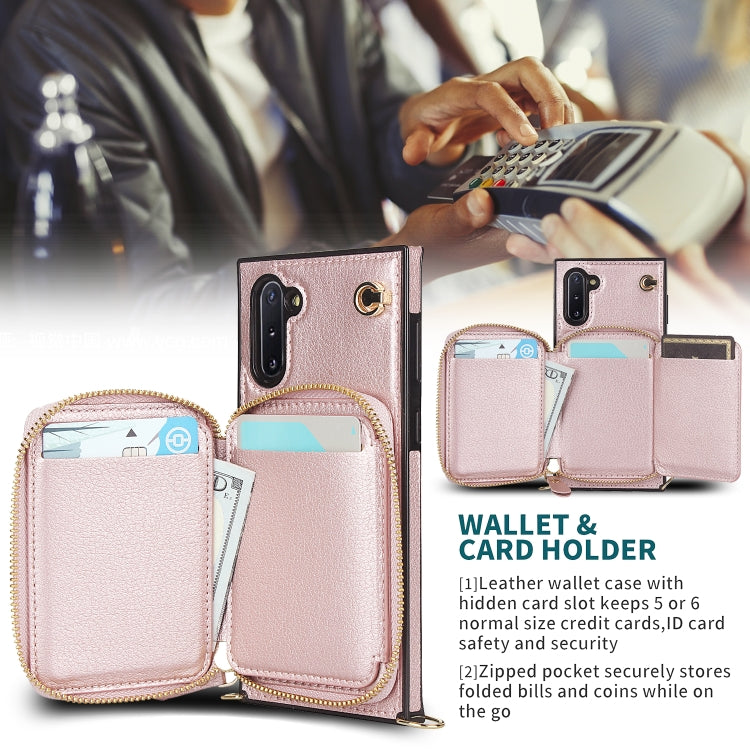 For Samsung Galaxy Note10 Cross-body Zipper Big Wallet Bag Square Phone Case