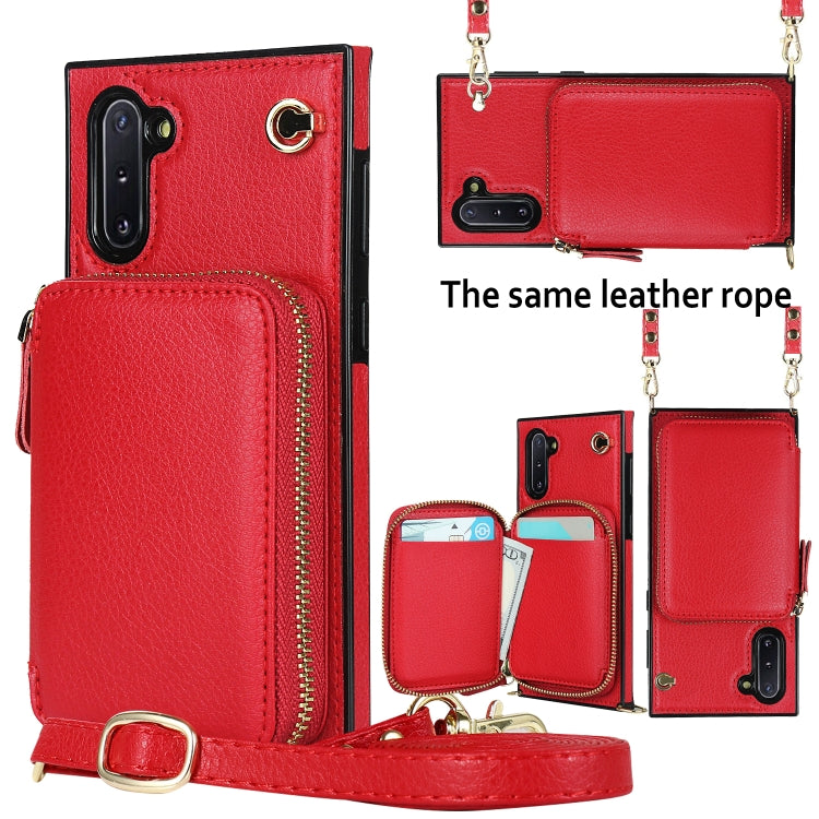 For Samsung Galaxy Note10 Cross-body Zipper Big Wallet Bag Square Phone Case