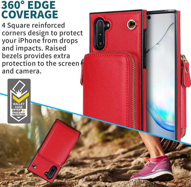 For Samsung Galaxy Note10 Cross-body Zipper Big Wallet Bag Square Phone Case