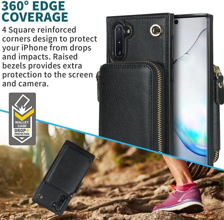 For Samsung Galaxy Note10 Cross-body Zipper Big Wallet Bag Square Phone Case