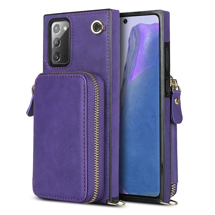 For Samsung Galaxy Note20 Cross-body Zipper Big Wallet Bag Square Phone Case