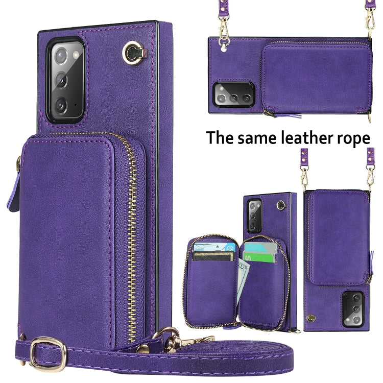 For Samsung Galaxy Note20 Cross-body Zipper Big Wallet Bag Square Phone Case