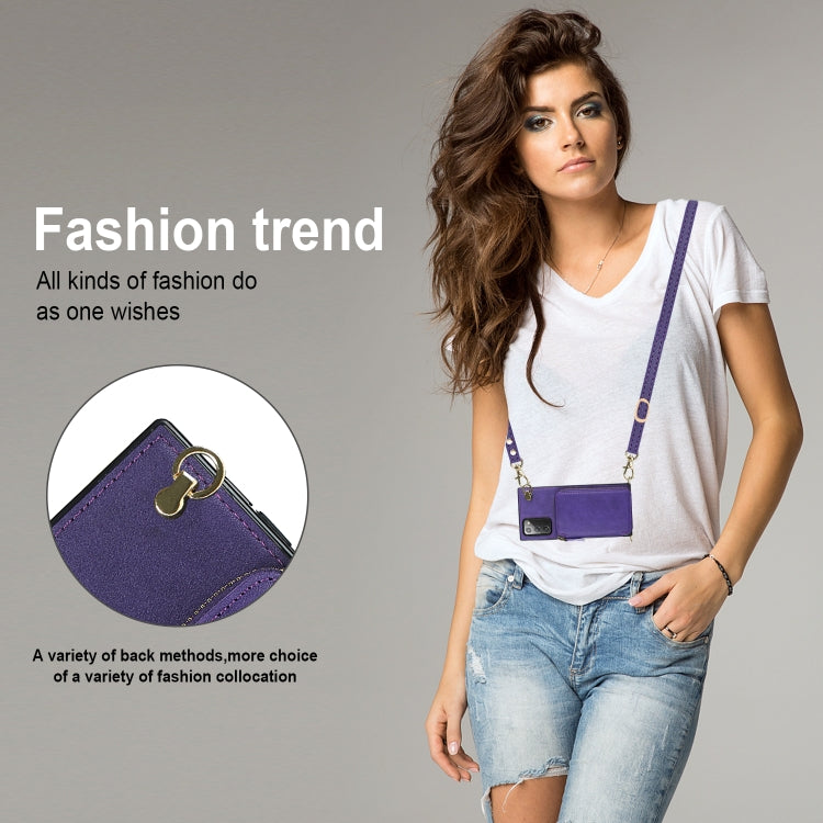 For Samsung Galaxy Note20 Cross-body Zipper Big Wallet Bag Square Phone Case