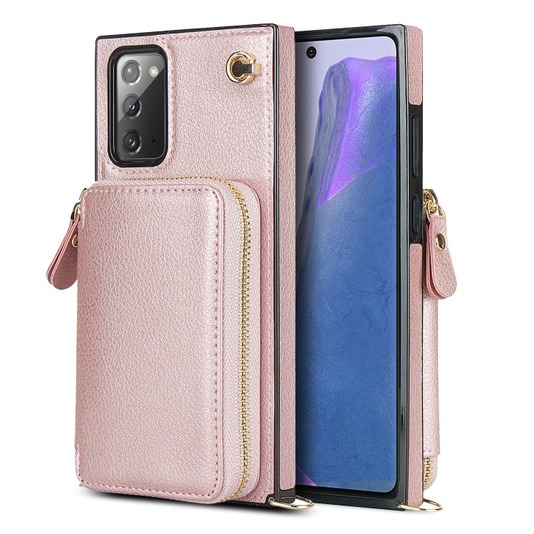 For Samsung Galaxy Note20 Cross-body Zipper Big Wallet Bag Square Phone Case