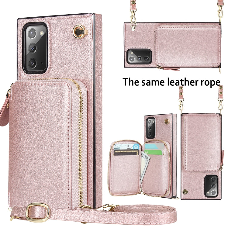 For Samsung Galaxy Note20 Cross-body Zipper Big Wallet Bag Square Phone Case