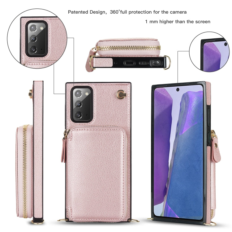 For Samsung Galaxy Note20 Cross-body Zipper Big Wallet Bag Square Phone Case