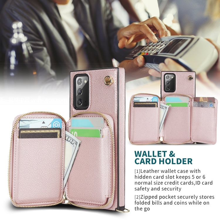 For Samsung Galaxy Note20 Cross-body Zipper Big Wallet Bag Square Phone Case