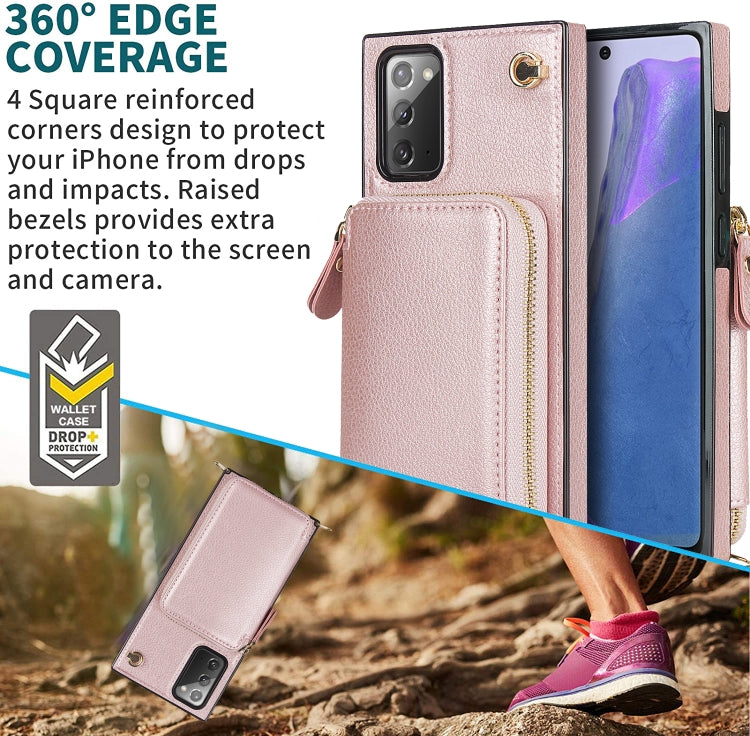 For Samsung Galaxy Note20 Cross-body Zipper Big Wallet Bag Square Phone Case
