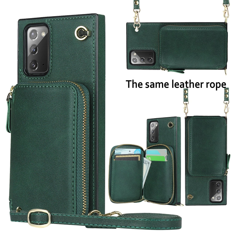 For Samsung Galaxy Note20 Cross-body Zipper Big Wallet Bag Square Phone Case