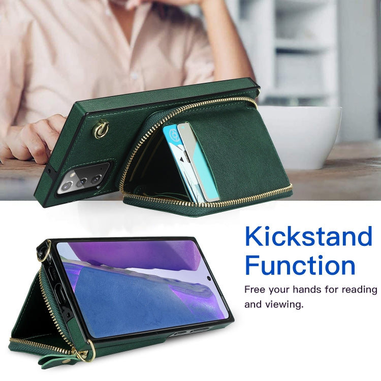 For Samsung Galaxy Note20 Cross-body Zipper Big Wallet Bag Square Phone Case