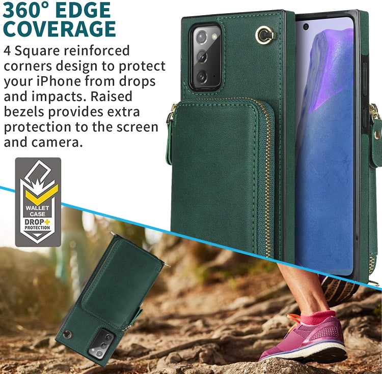 For Samsung Galaxy Note20 Cross-body Zipper Big Wallet Bag Square Phone Case