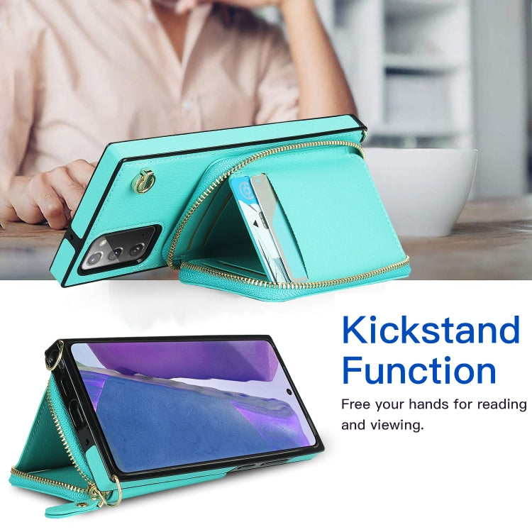 For Samsung Galaxy Note20 Cross-body Zipper Big Wallet Bag Square Phone Case