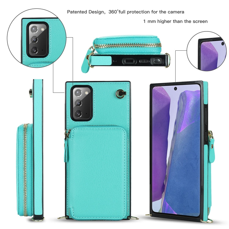 For Samsung Galaxy Note20 Cross-body Zipper Big Wallet Bag Square Phone Case