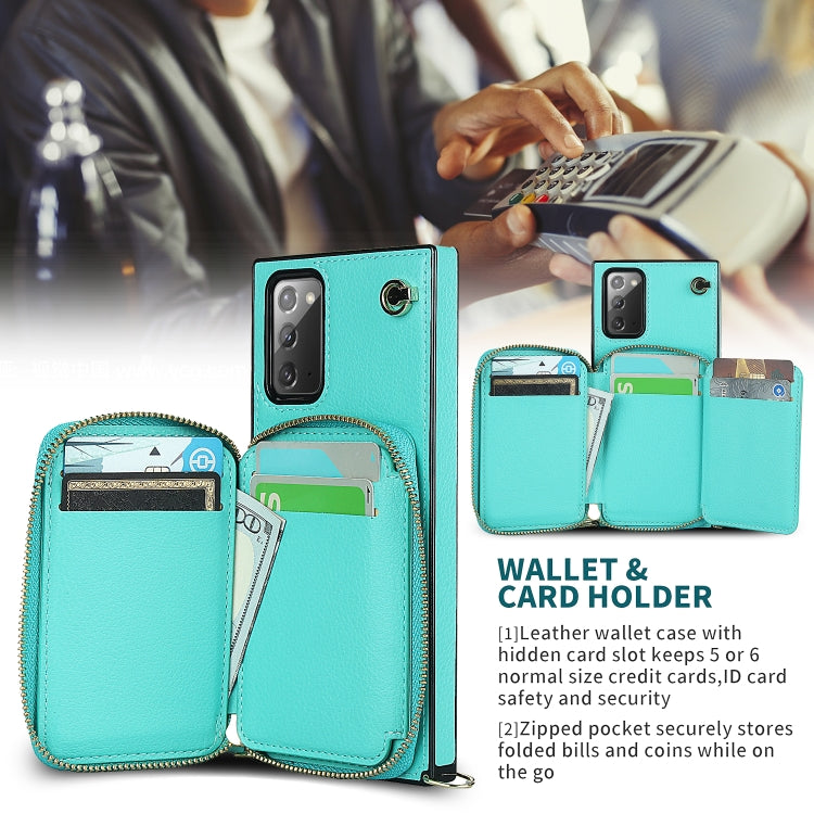 For Samsung Galaxy Note20 Cross-body Zipper Big Wallet Bag Square Phone Case
