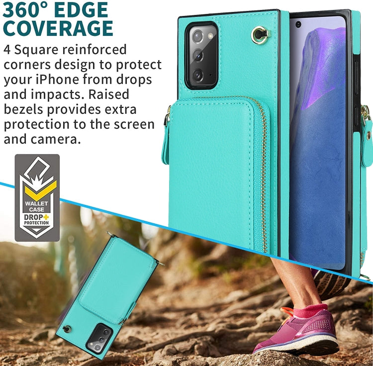 For Samsung Galaxy Note20 Cross-body Zipper Big Wallet Bag Square Phone Case